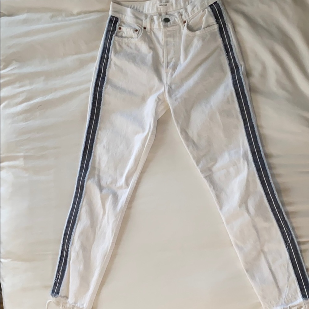 GRLFRND high waisted white jeans